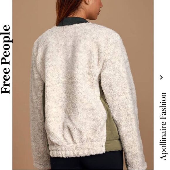 WE THE FREE RIVINGTON FAUX SHERPA ZIPPER JACKET IN DESERT STORM LARGE NEW - Picture 3 of 6